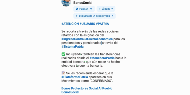 Informaron sobre retrasos en la asignación del bono “Contra La Guerra Económica” para pensionados