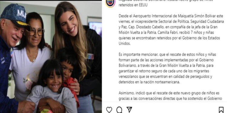Repatriaron al país a siete niños venezolanos que permanecían en EE UU