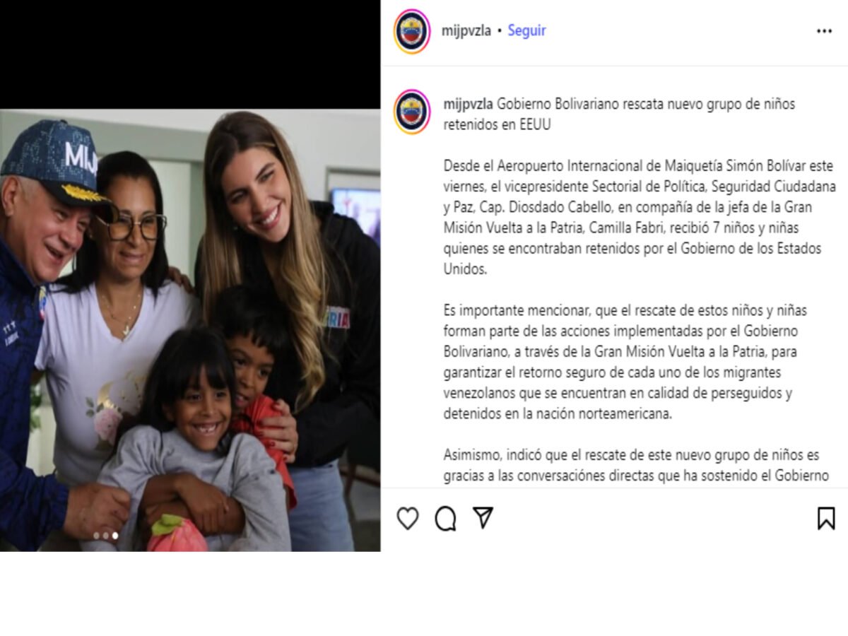 Repatriaron al país a siete niños venezolanos que permanecían en EE UU