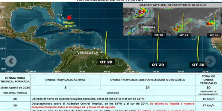 Inameh prevé lluvias en distintas zonas del país por la llegada de tres ondas tropicales