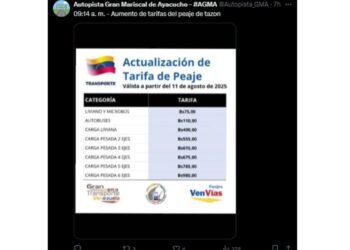 Usuarios en redes sociales reportaron incremento en las tarifas en peajes de Venezuela