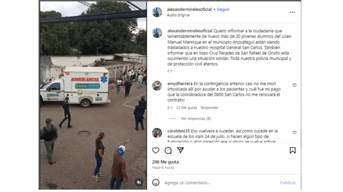 Reportaron una presunta intoxicación de al menos 20 personas en un liceo de Cojedes