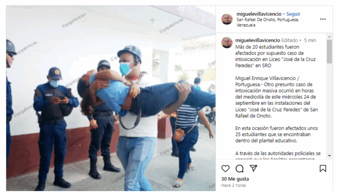 Reportaron una presunta intoxicación de al menos 20 personas en un liceo de Cojedes