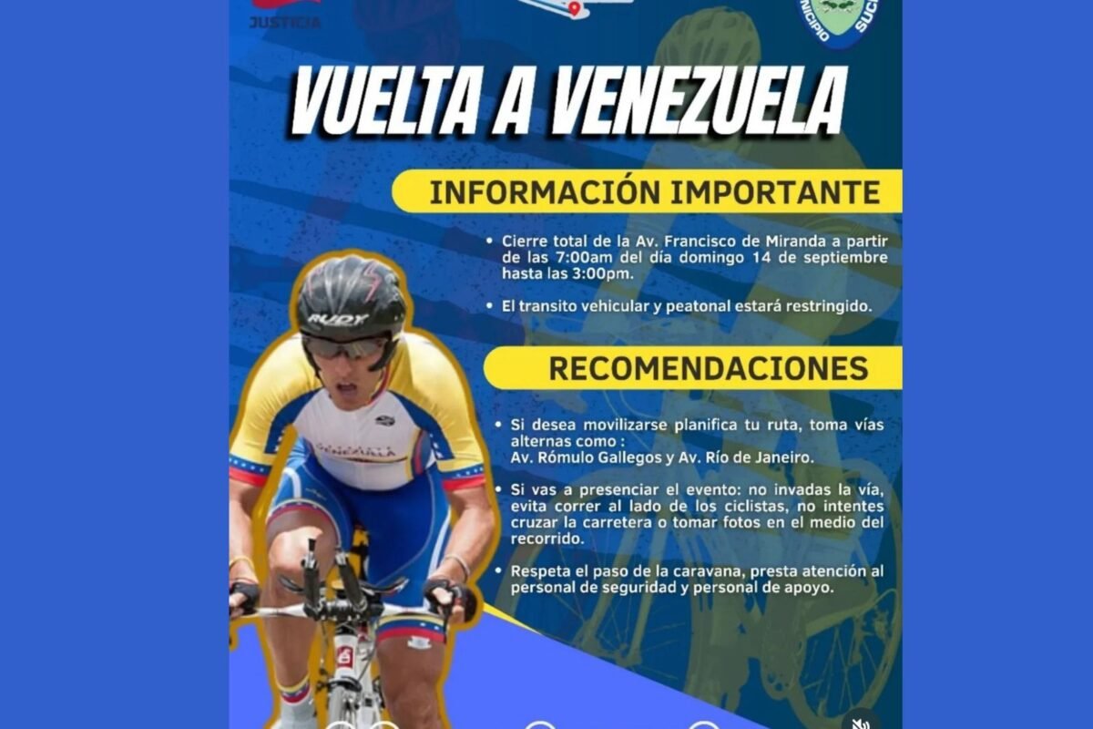 Cerrarán varias vías en la Gran Caracas durante el 13 y 14 de septiembre