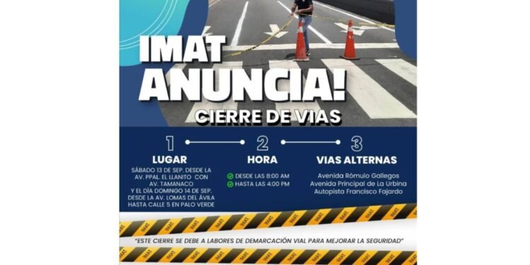 Cerrarán varias vías en el municipio Sucre durante el 13 y 14 de septiembre
