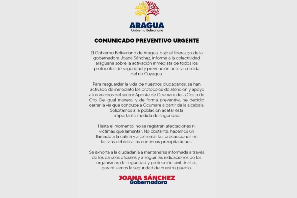 Reportaron crecida de los ríos La Trilla y Cuyagua por las lluvias en Aragua