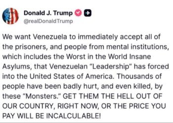Trump amenazó a Maduro con consecuencias “incalculables” si no acepta retorno de presos venezolanos