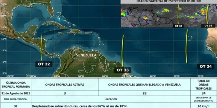 Inameh pronosticó la llegada de la onda tropical 34 a Venezuela entre el 10 y 11 de septiembre