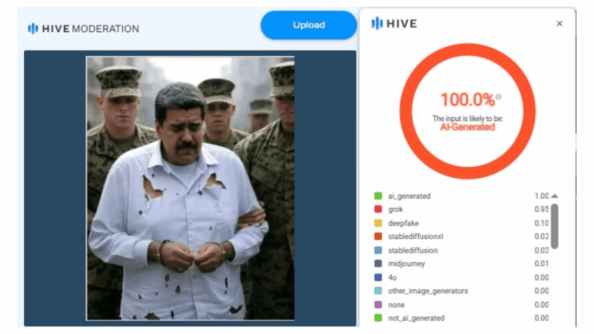 ¿Es real la imagen de Nicolás Maduro siendo arrestado por militares estadounidenses?