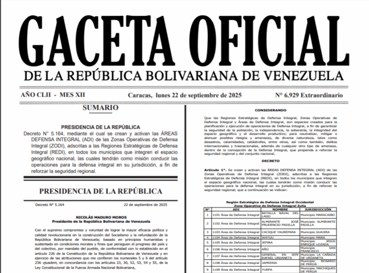 Activan Áreas de Defensa Integral para reforzar la seguridad en Venezuela