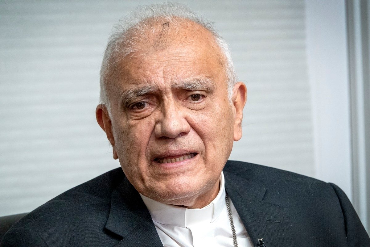 Miami (United States), 02/05/2022.- The Cardinal Baltazar Enrique Porras Cardozo, Archbishop of Merida, Venezuela, speaks during a press conference at the Archdiocese of Miami set in Miami, Florida, USA, 02 May 2022. Cardinal Porras is touring the United States to present to the Venezuelan-American community the relics of Blessed Dr. Jose Gregorio Hernandez, also known as the doctor of the poor. (Estados Unidos) EFE/EPA/CRISTOBAL HERRERA-ULASHKEVICH