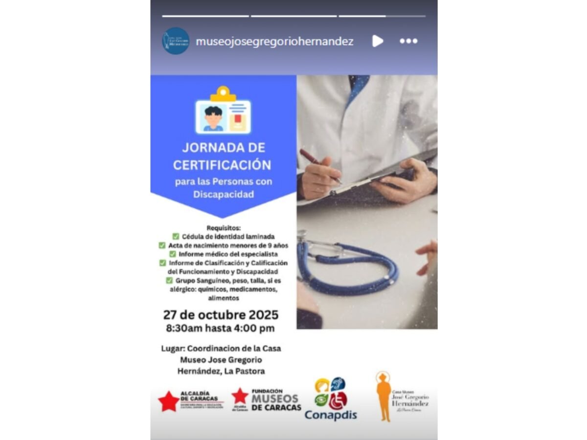 Anunciaron jornada de certificación para personas con discapacidad en la Casa Museo José Gregorio Hernández