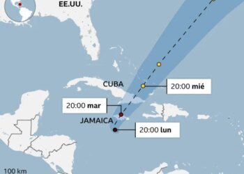 Los mapas del avance del huracán ‘Melissa’ y su posible trayectoria