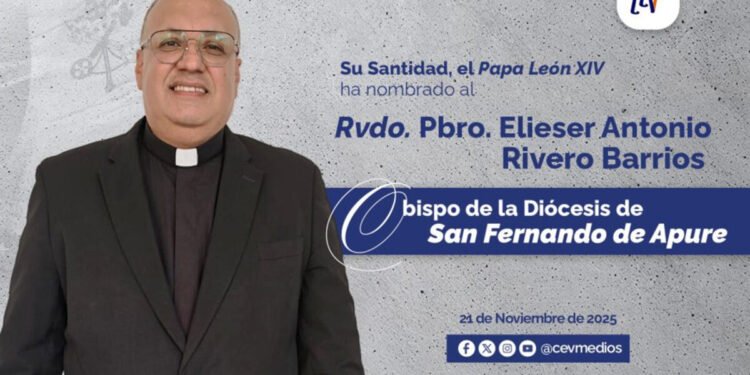 El papa León XIV nombró a Elieser Rivero como obispo de la Diócesis de San Fernando de Apure