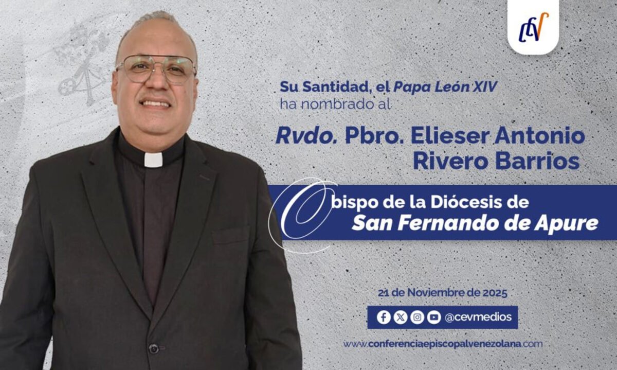 El papa León XIV nombró a Elieser Rivero como obispo de la Diócesis de San Fernando de Apure