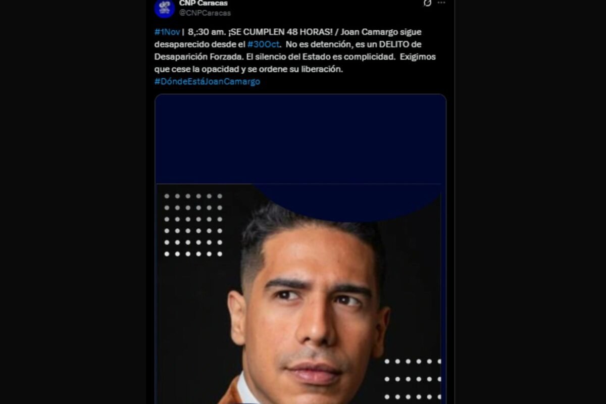 CNP exigió la liberación del periodista Joan Camargo tras más de 48 horas de su desaparición