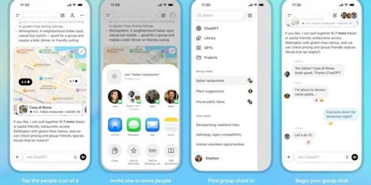 OpenAI lanzó los chat grupales en ChatGPT
