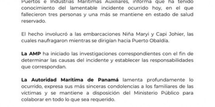 Dos migrantes venezolanas y un colombiano murieron tras un naufragio en el Caribe panameño